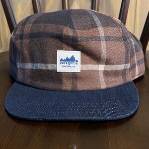 Patagonia Brown Plaid Cap with Navy Brim